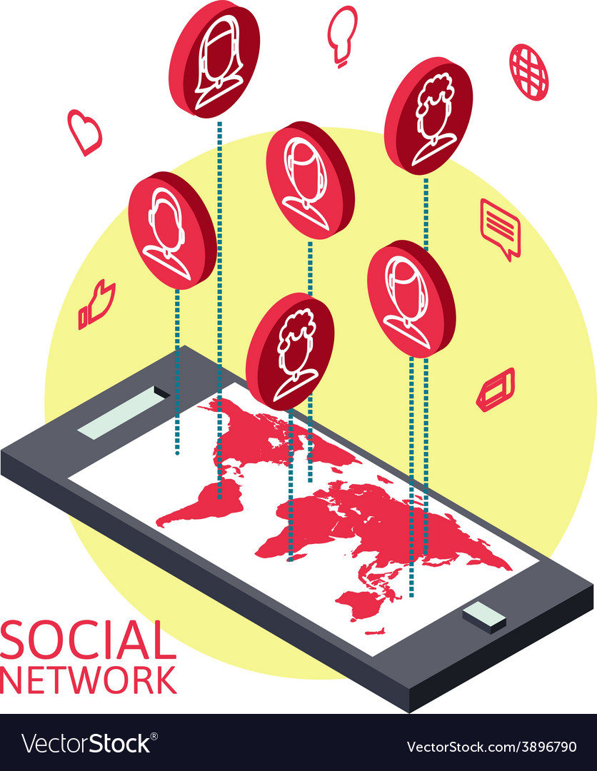 Conceptual image with social networks flat