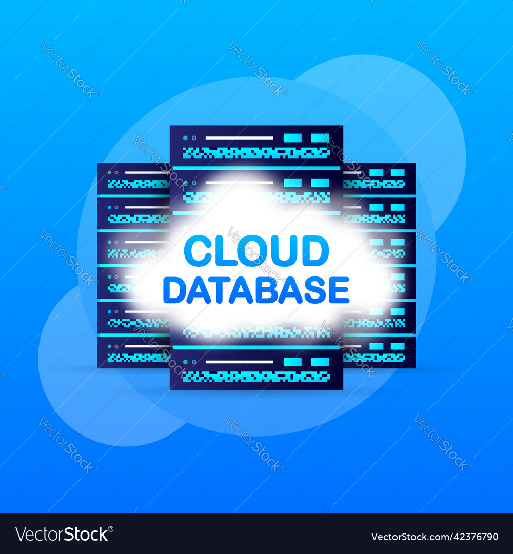 Data base cloud network servers computer vector image Data base cloud network servers computer