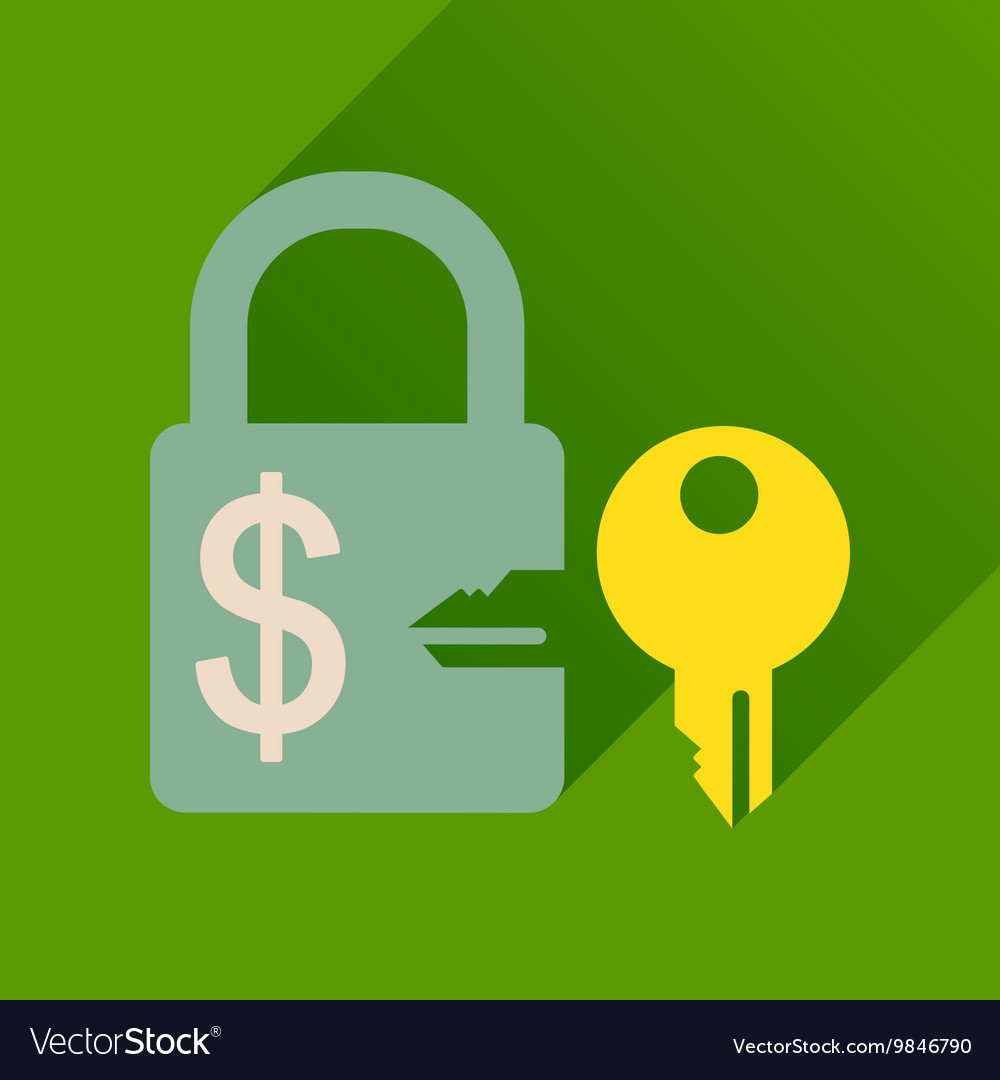 Flat icon with long shadow key lock