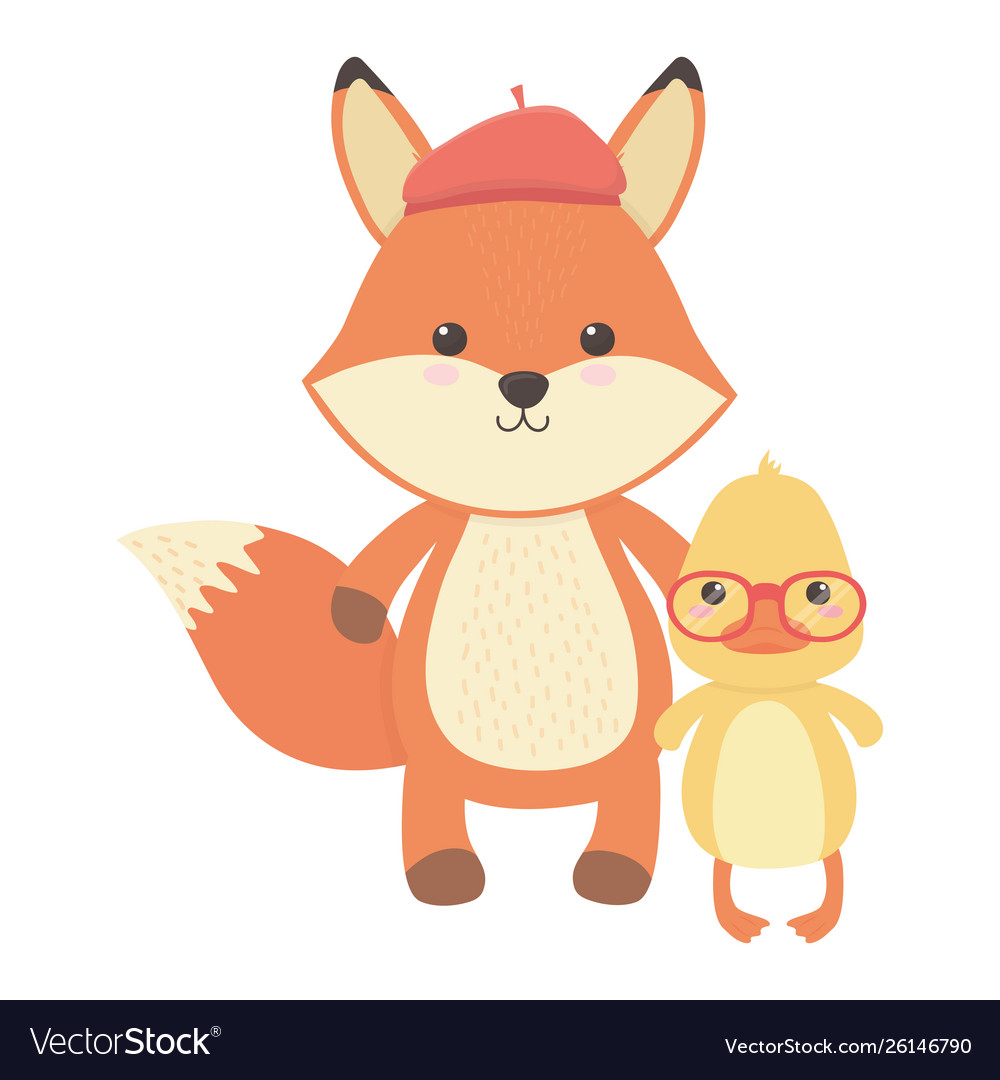 Fox and duck cartoon design