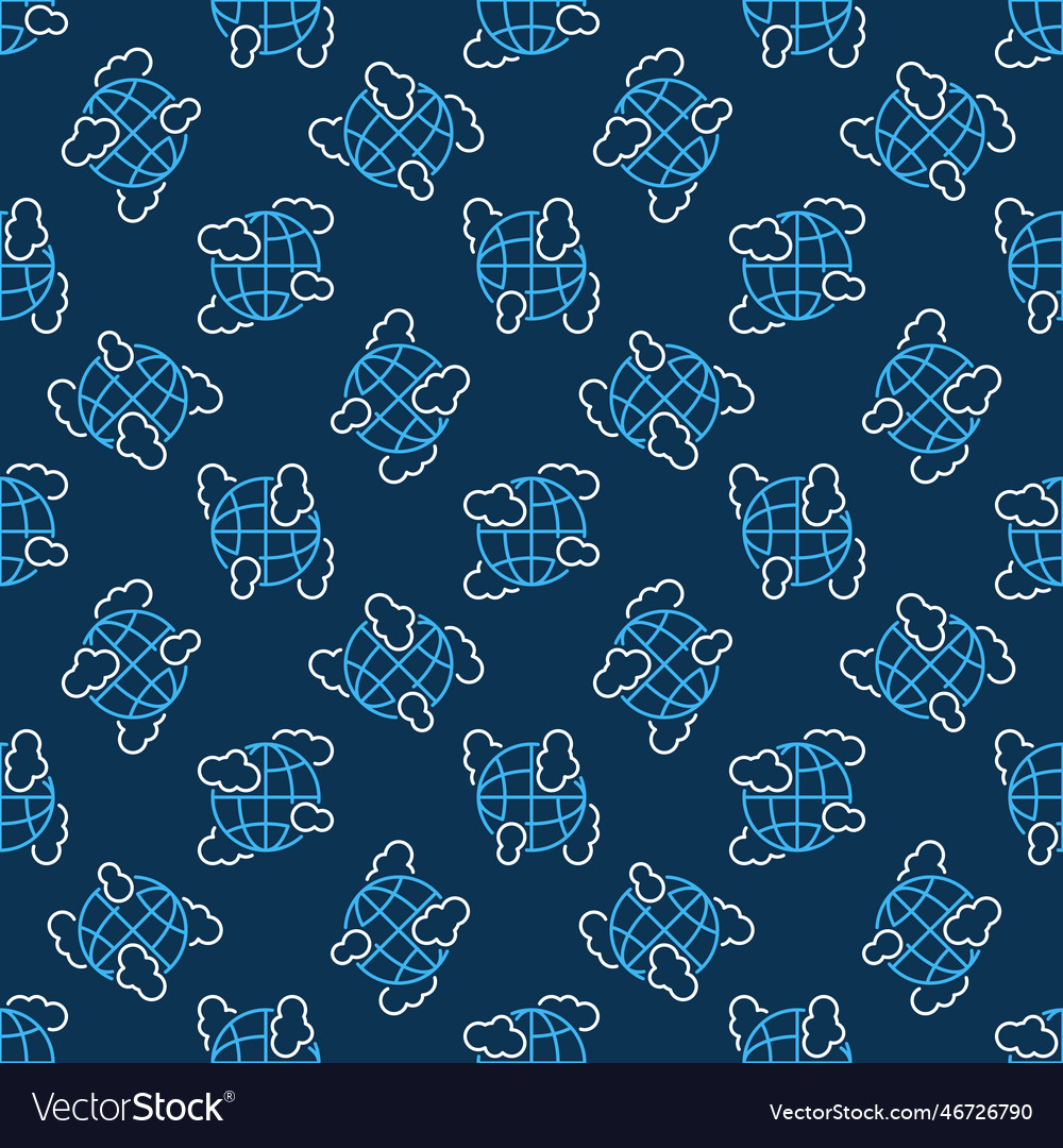 Globe with clouds concept line seamless pattern