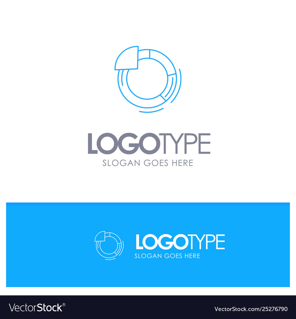 Graph circle pie chart blue outline logo