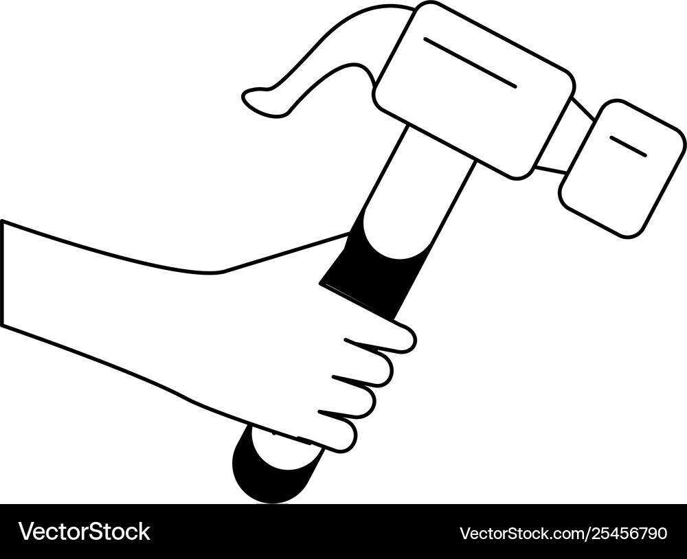 Hand with hammer construction tool Royalty Free Vector Image