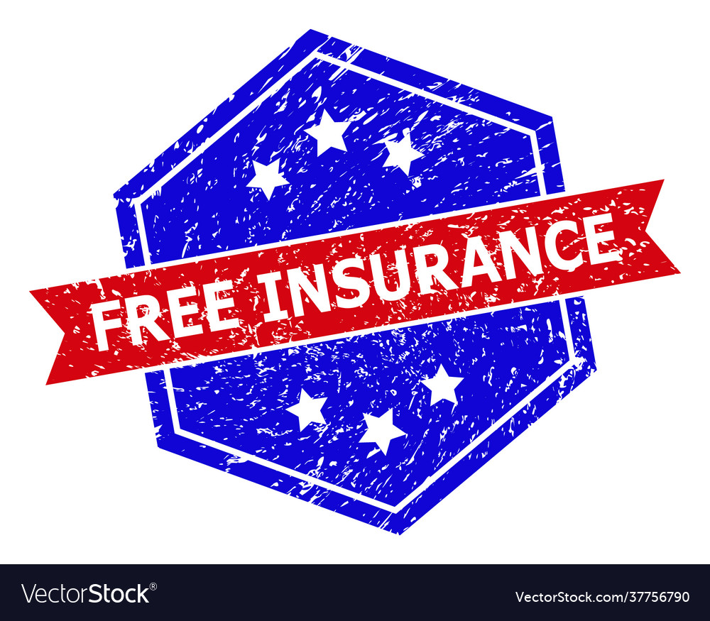 Hexagon bicolor free insurance rubber stamp Vector Image