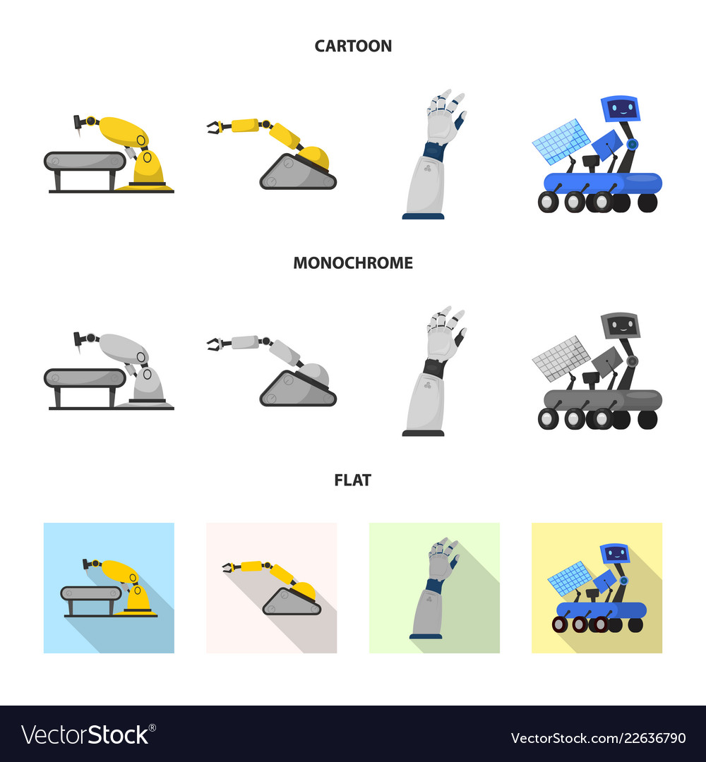 Isolated object of robot and factory symbol vector image Isolated object of robot and factory symbol