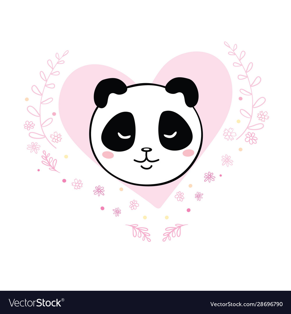 Liebe Panda mit Herz auf einem weißen