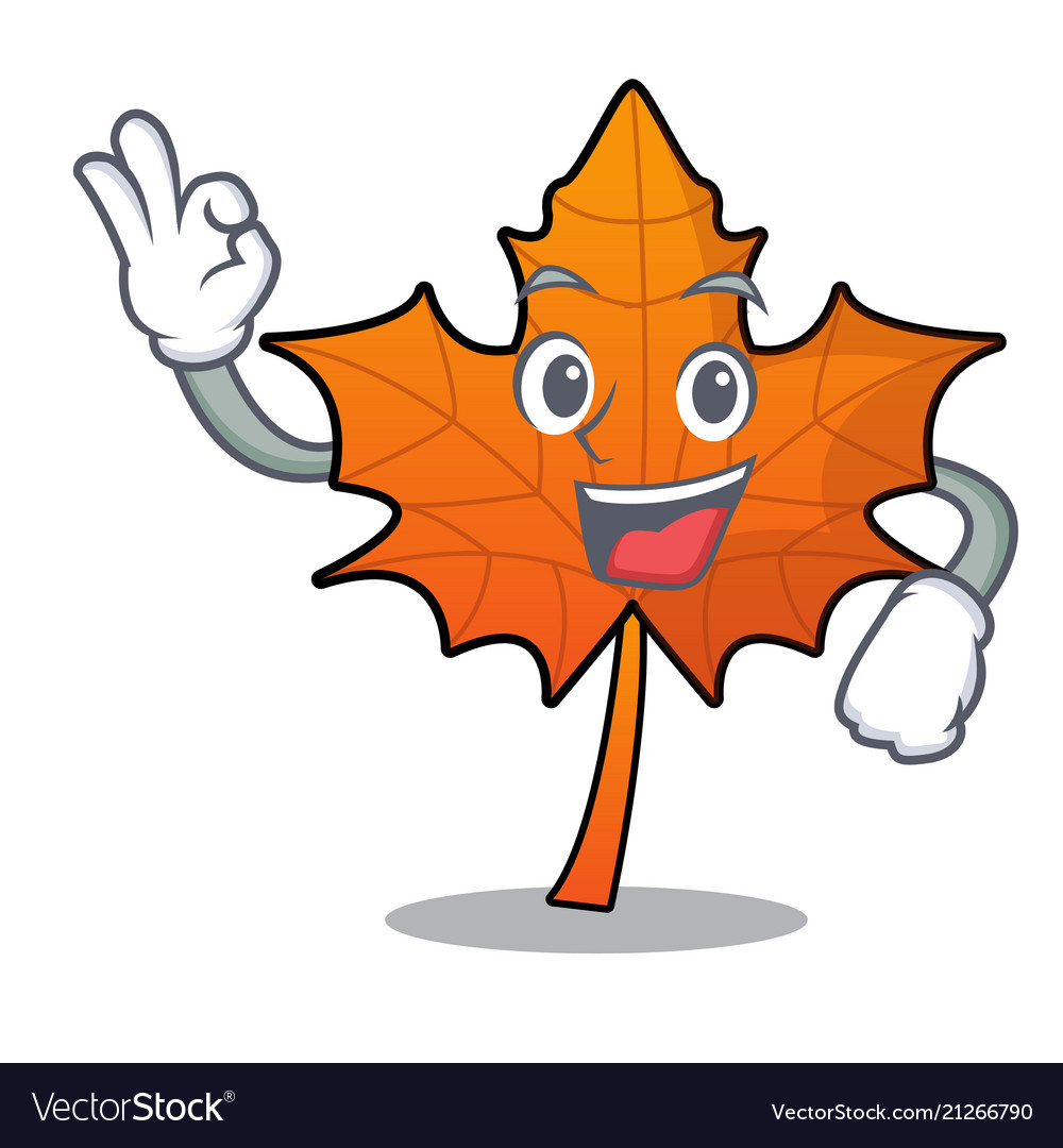 Okay red maple leaf character cartoon