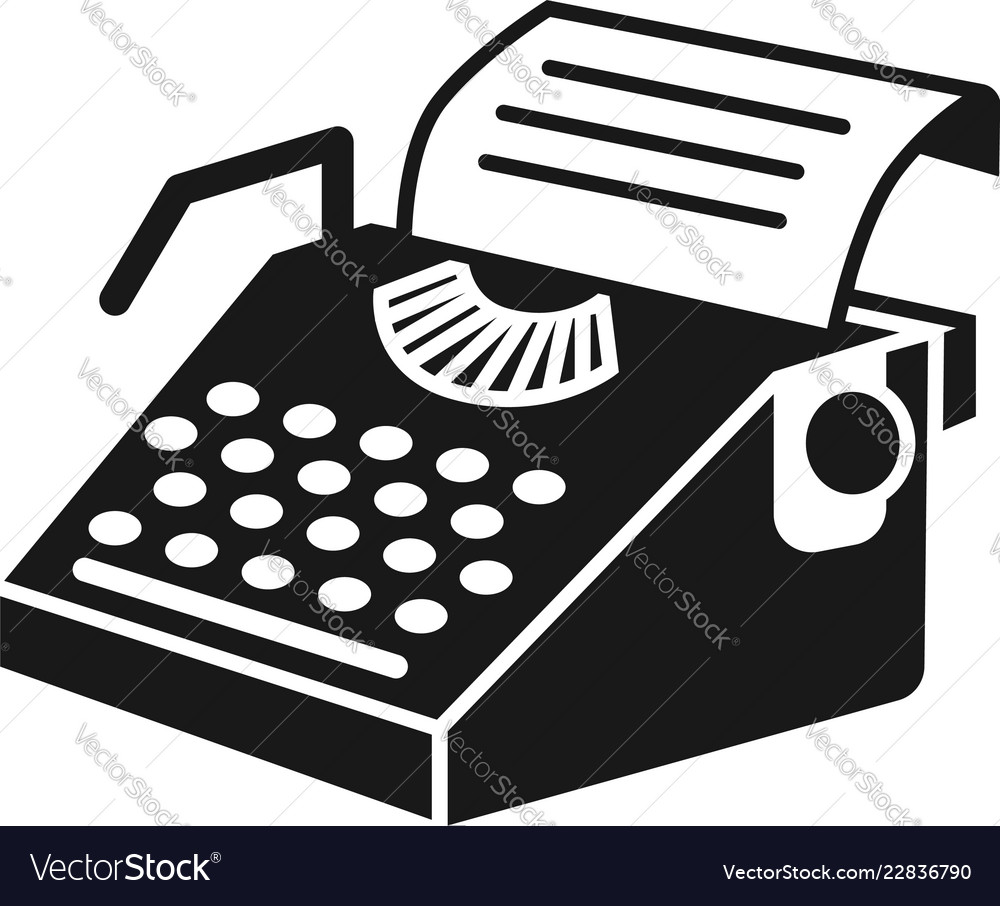 Old typewriter or writing machine icon Royalty Free Vector