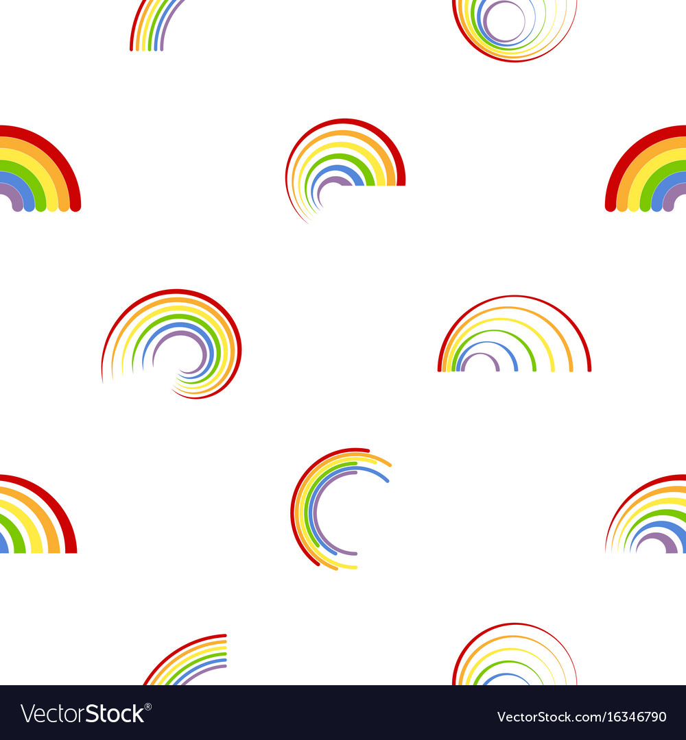 Seamless pattern with different rainbows