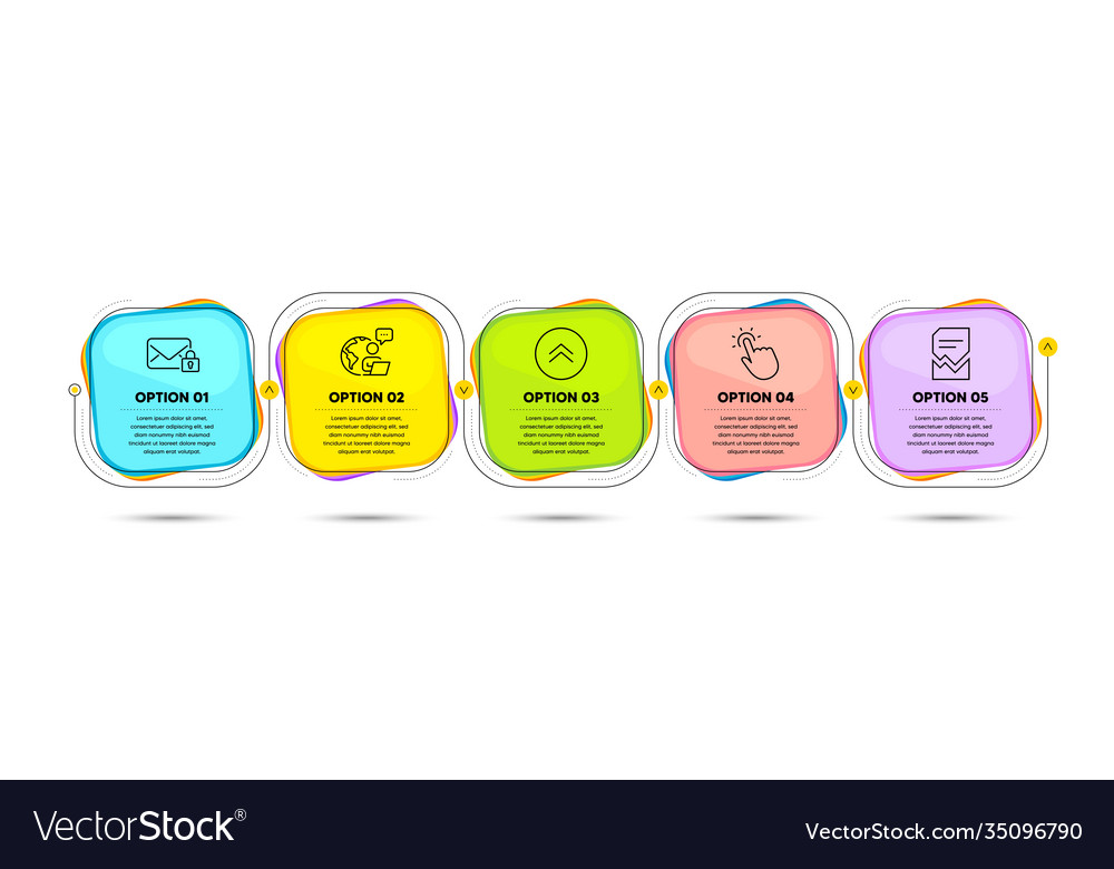 Secure mail swipe up and touchpoint icons set vector image Secure mail swipe up and touchpoint icons set