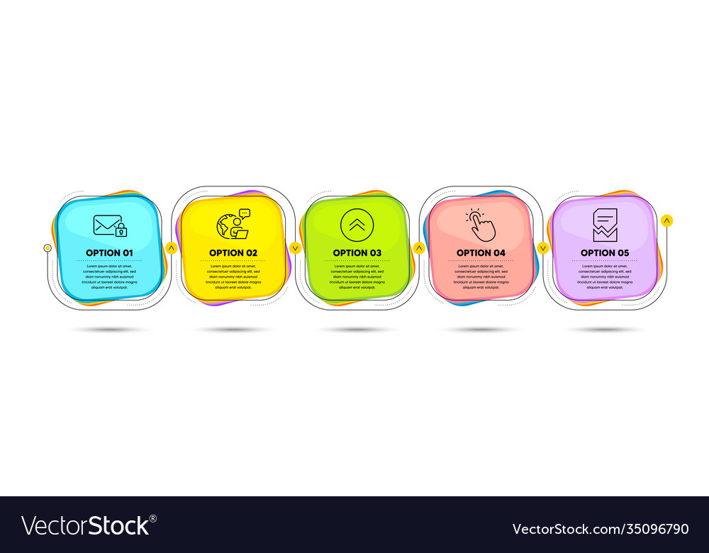 Secure mail swipe up and touchpoint icons set