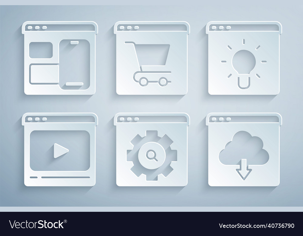 Set browser setting window online play video Vector Image Set browser setting window online play video