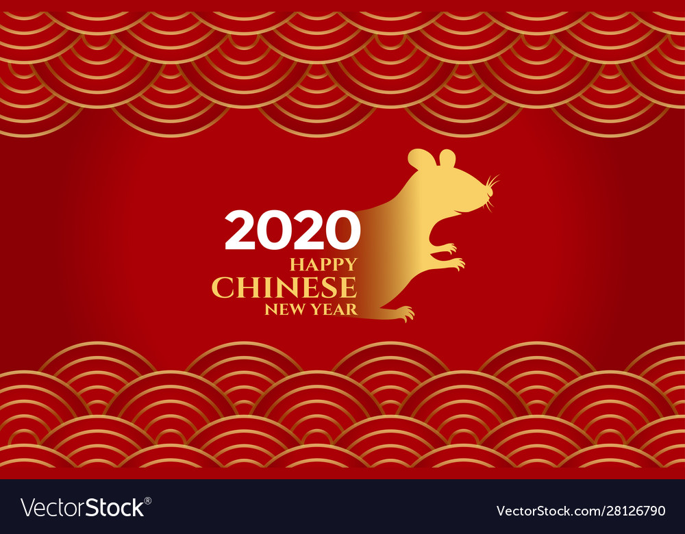 Stylish red chinese new year rat background