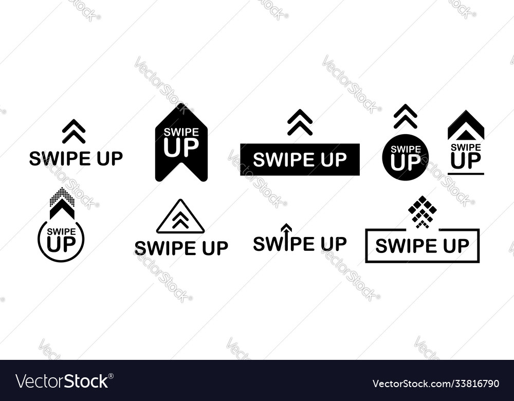 Swipe up icon set isolated on background