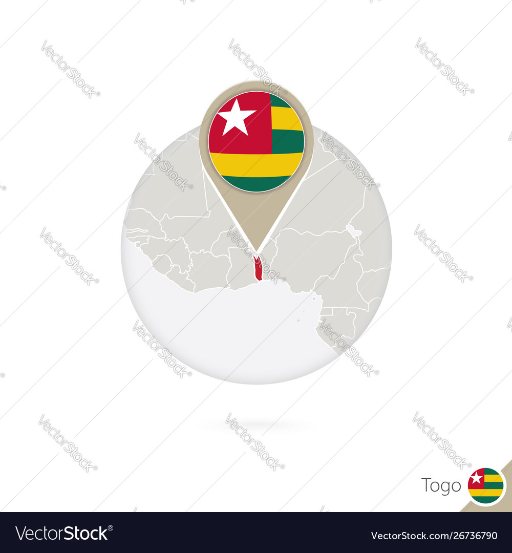 Togo map and flag in circle vector image Togo map and flag in circle