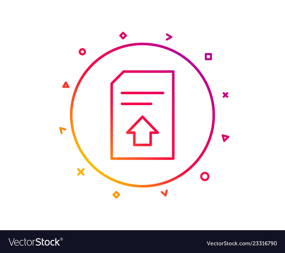 Upload document line icon file sign vector image Upload document line icon file sign