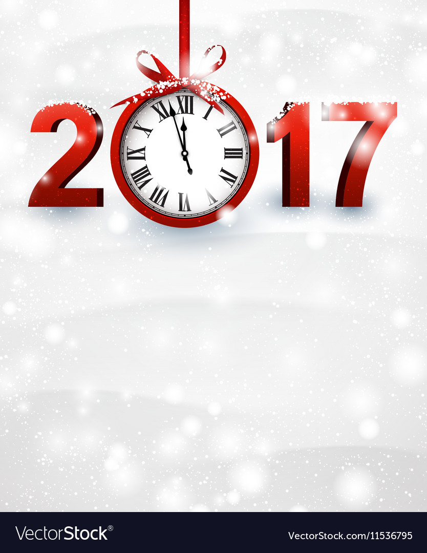 2017 new year background with clock