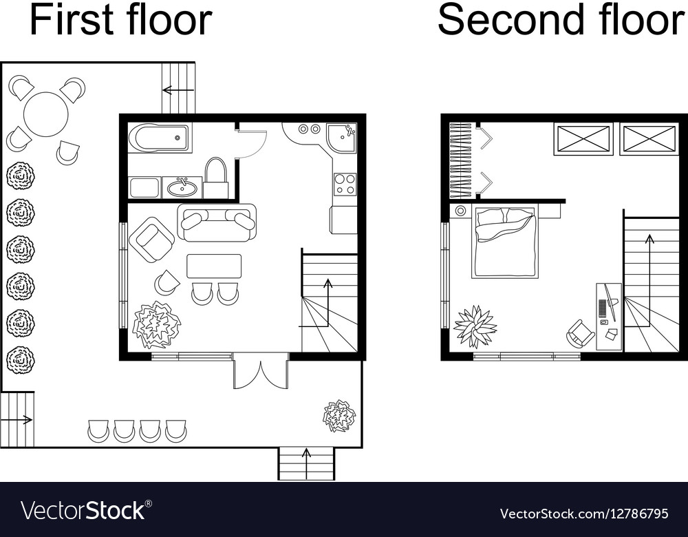 architectural-plan-a-double-decker-house-vector-image