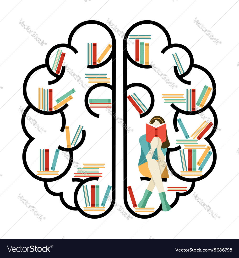 Brain concept with books inside Royalty Free Vector Image