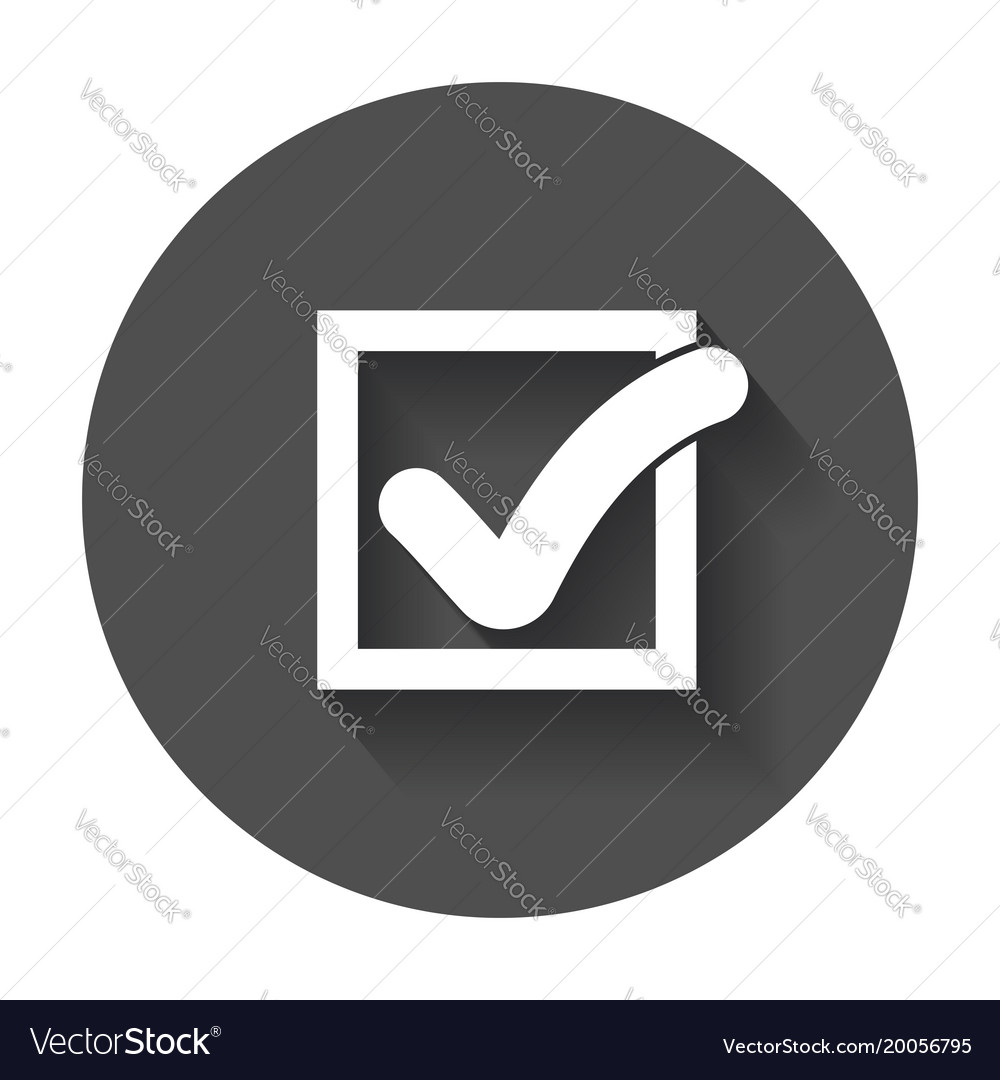 Check mark button flat icon with long shadow