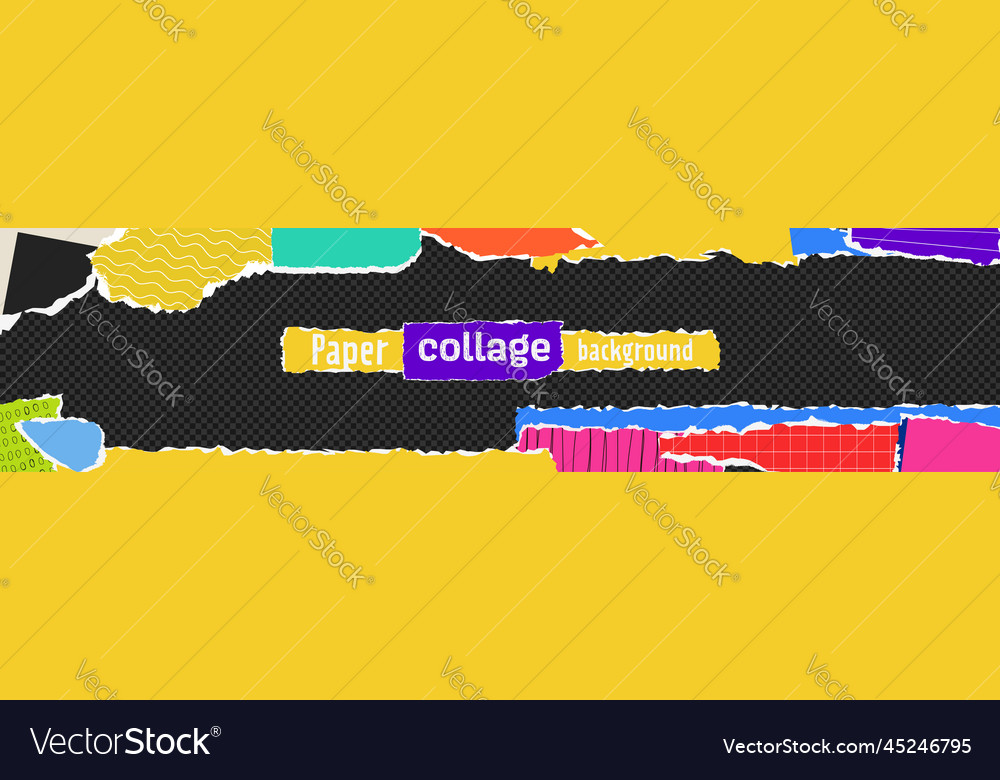 Collage art with vintage paper element torned vector image Collage art with vintage paper element torned