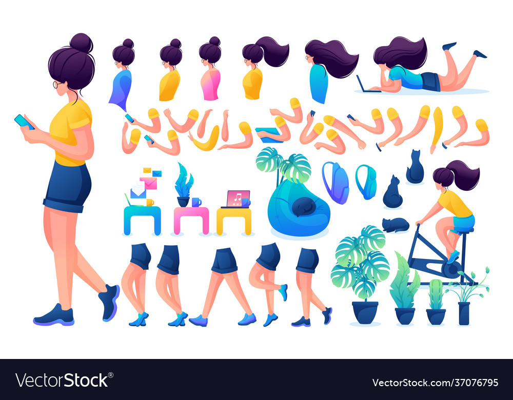 Constructor for creating a young girl create your vector image Constructor for creating a young girl create your
