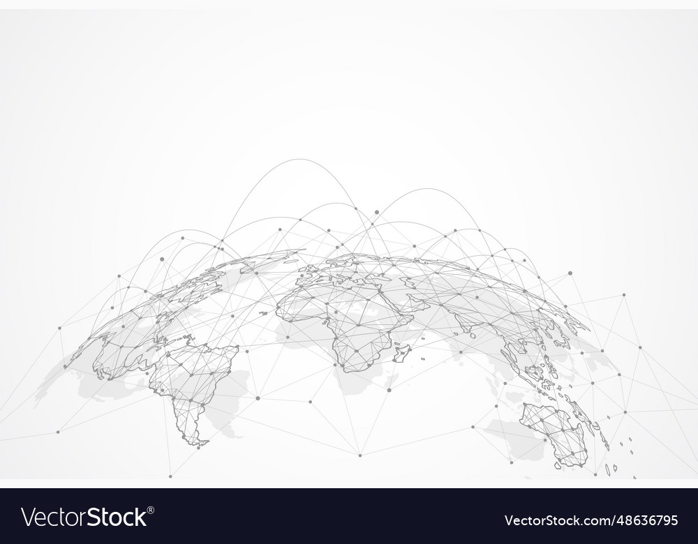Global network connection world map point