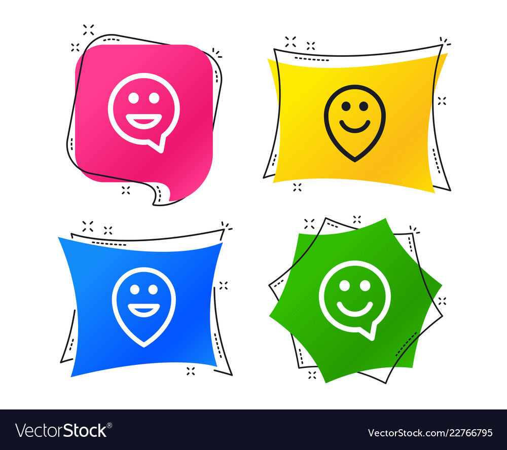 Happy face speech bubble icons pointer symbol