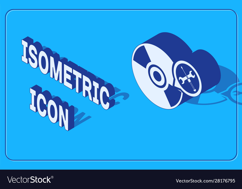 Isometric cd or dvd disk with screwdriver Vector Image