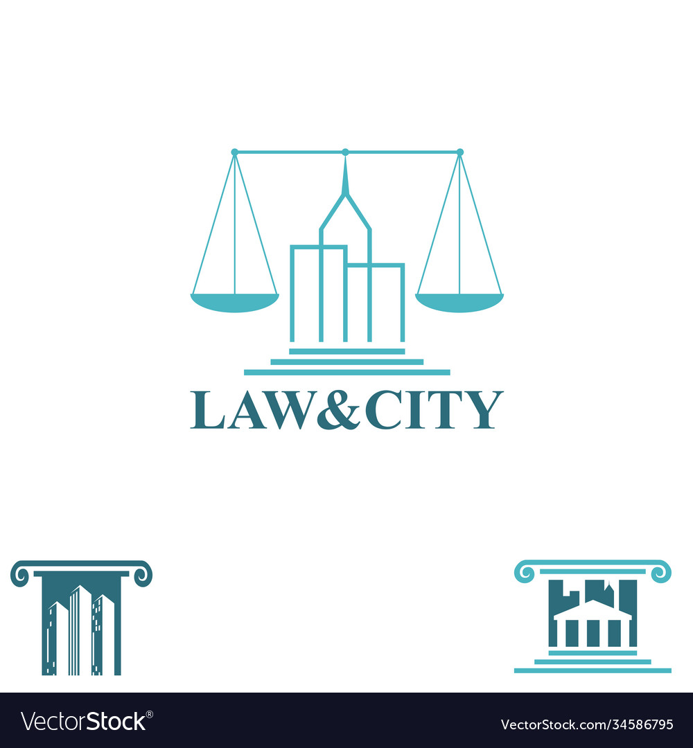Law and city symbols set vector image Law and city symbols set