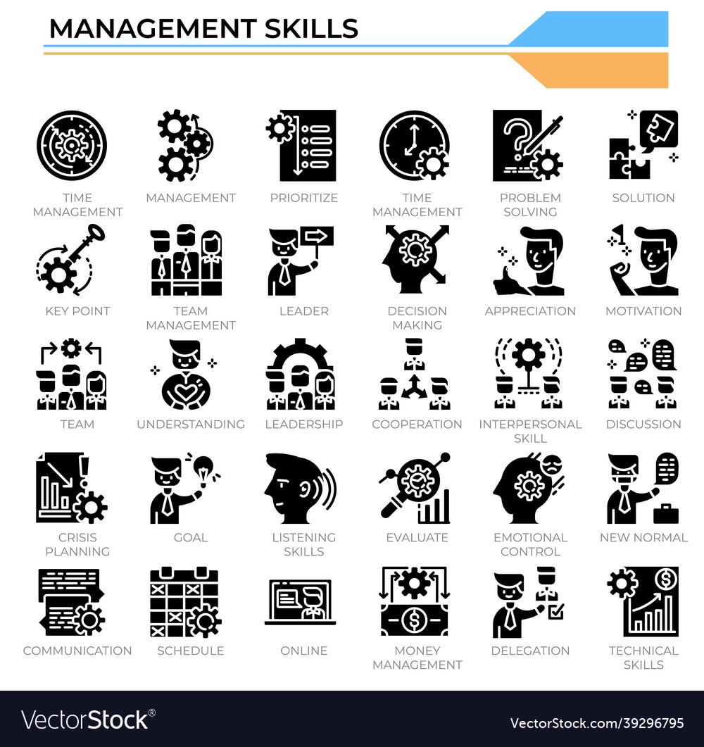 Management skills icon set