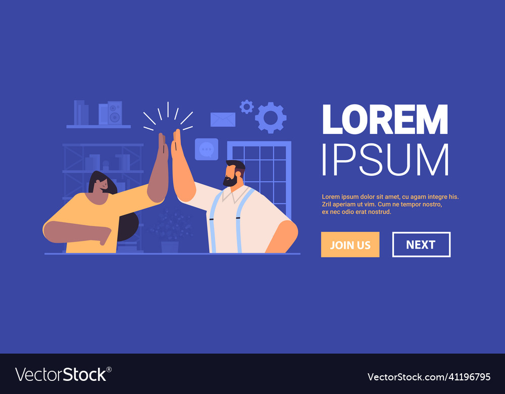 Mix race businesspeople giving high five vector image Mix race businesspeople giving high five
