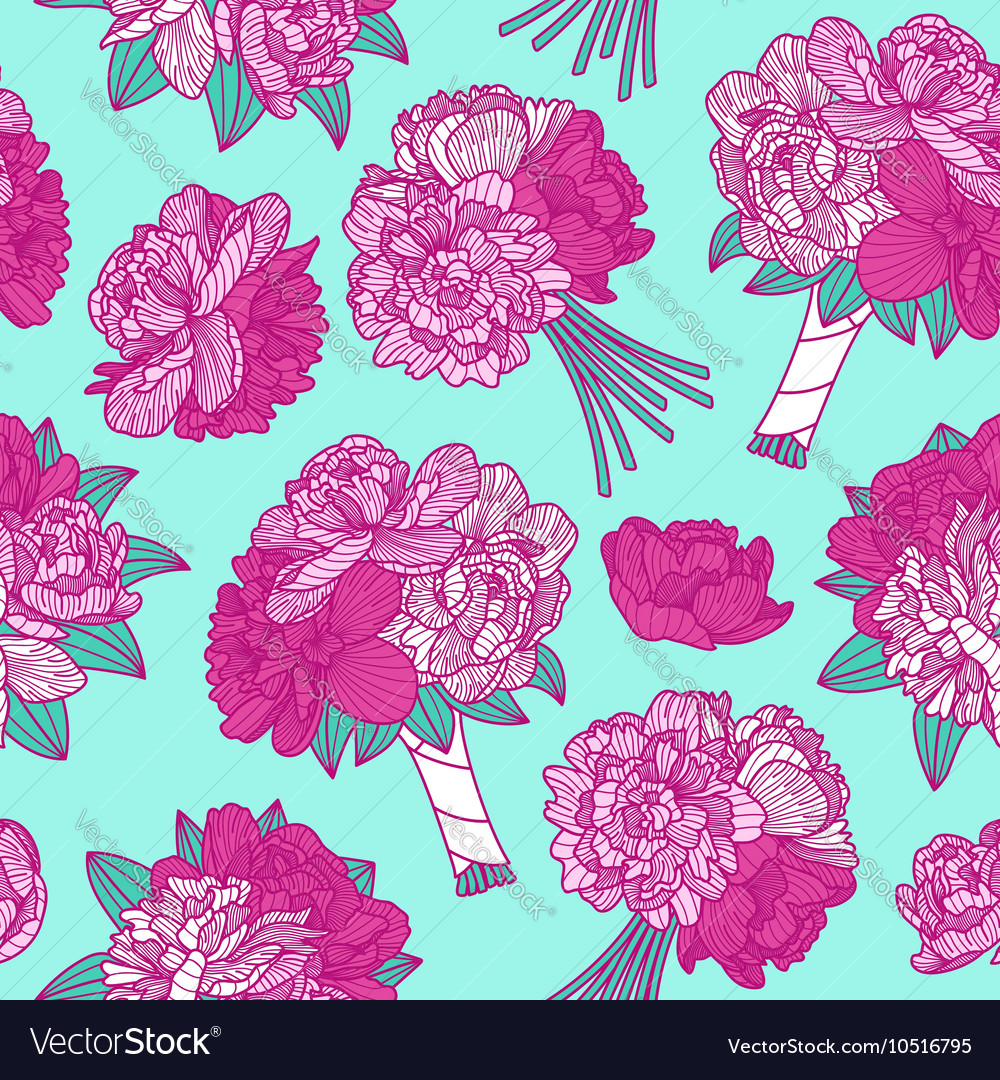 Seamless pattern made of peony bouquets