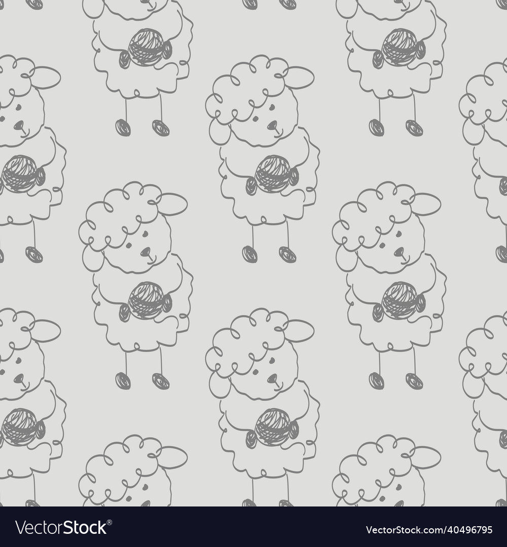 Seamless pattern with icon simple of cute lamb vector image Seamless pattern with icon simple of cute lamb