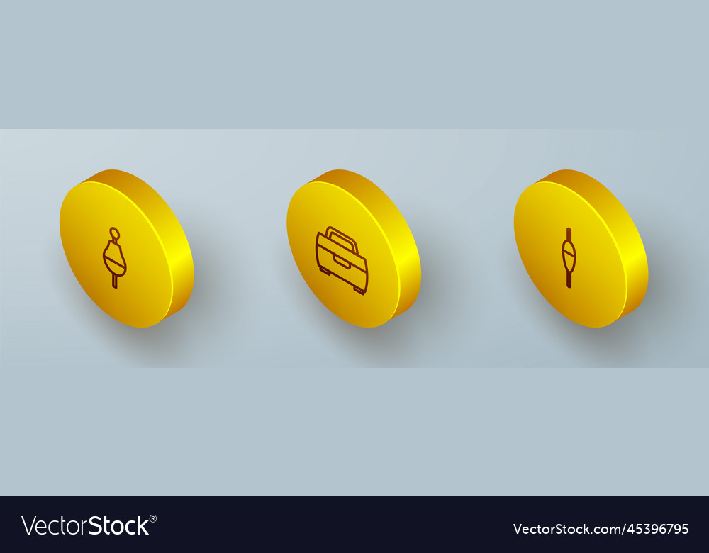 Set isometric line fishing float case or box Vector Image Set isometric line fishing float case or box