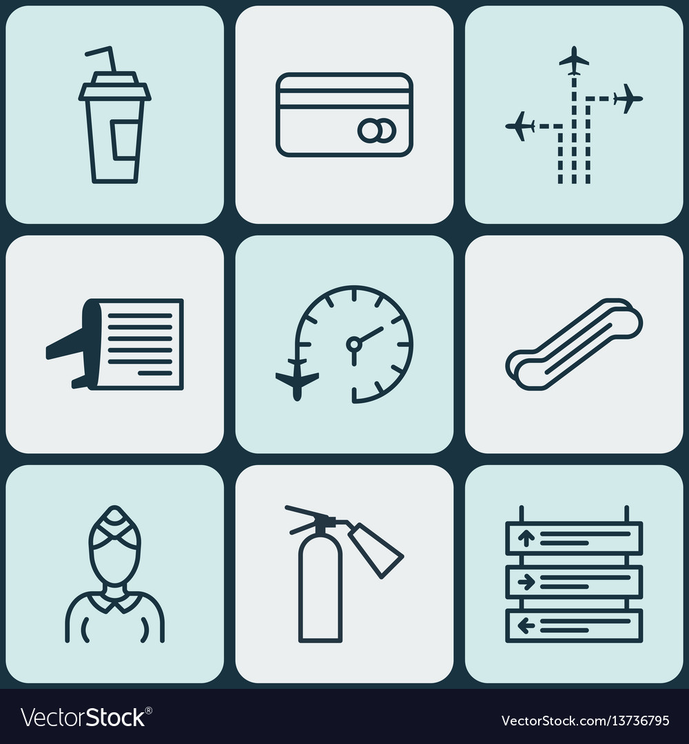 Set of 9 transportation icons includes drink cup