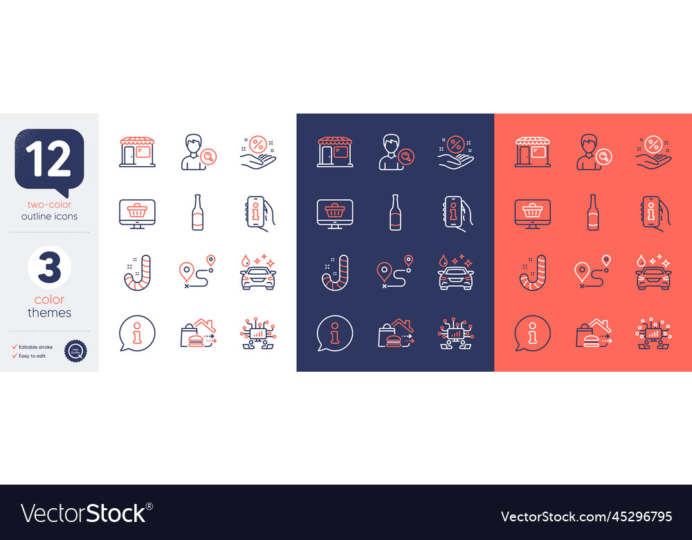 Set von Teamwork Süßigkeiten und Webshop Linie Icons