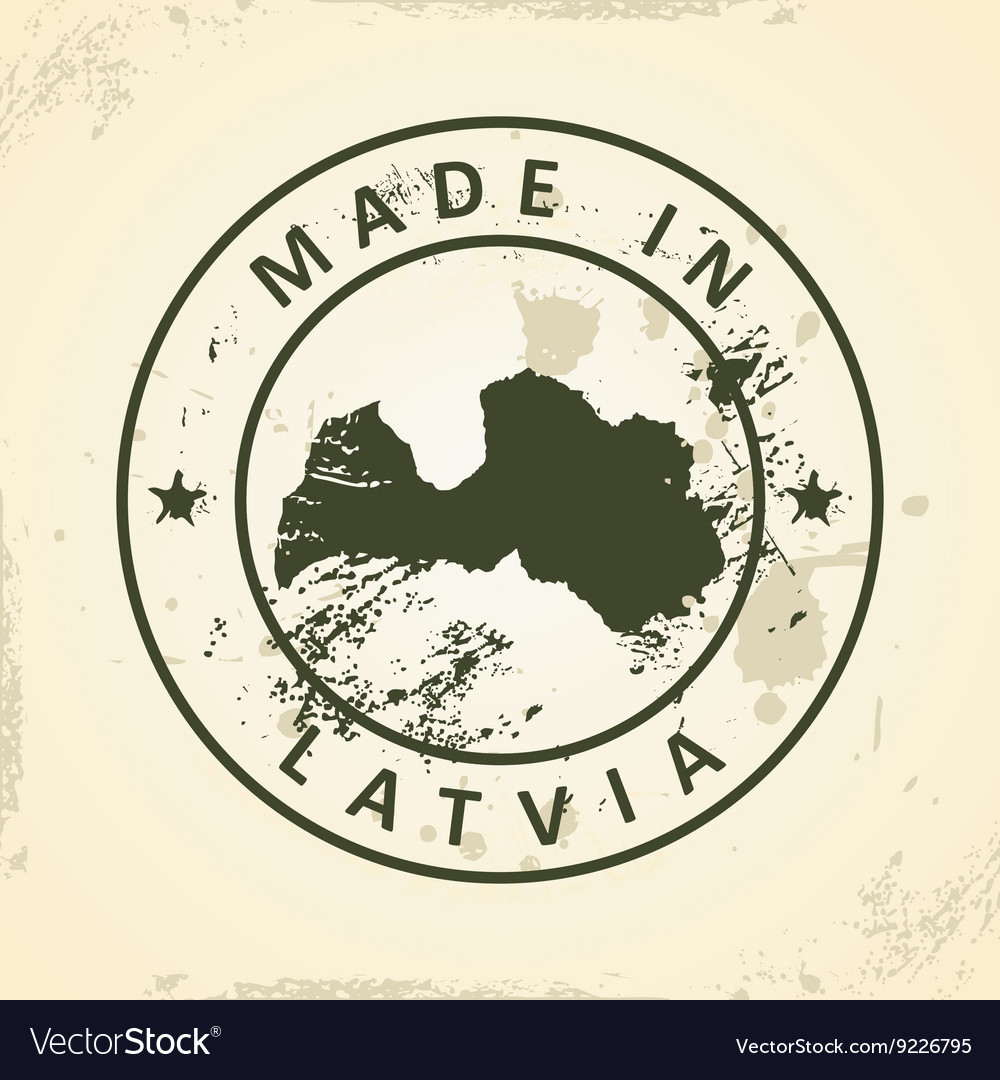 Stamp with map of latvia