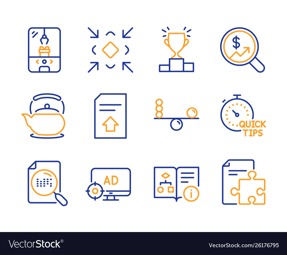 Teapot technical algorithm and search file icons vector image Teapot technical algorithm and search file icons