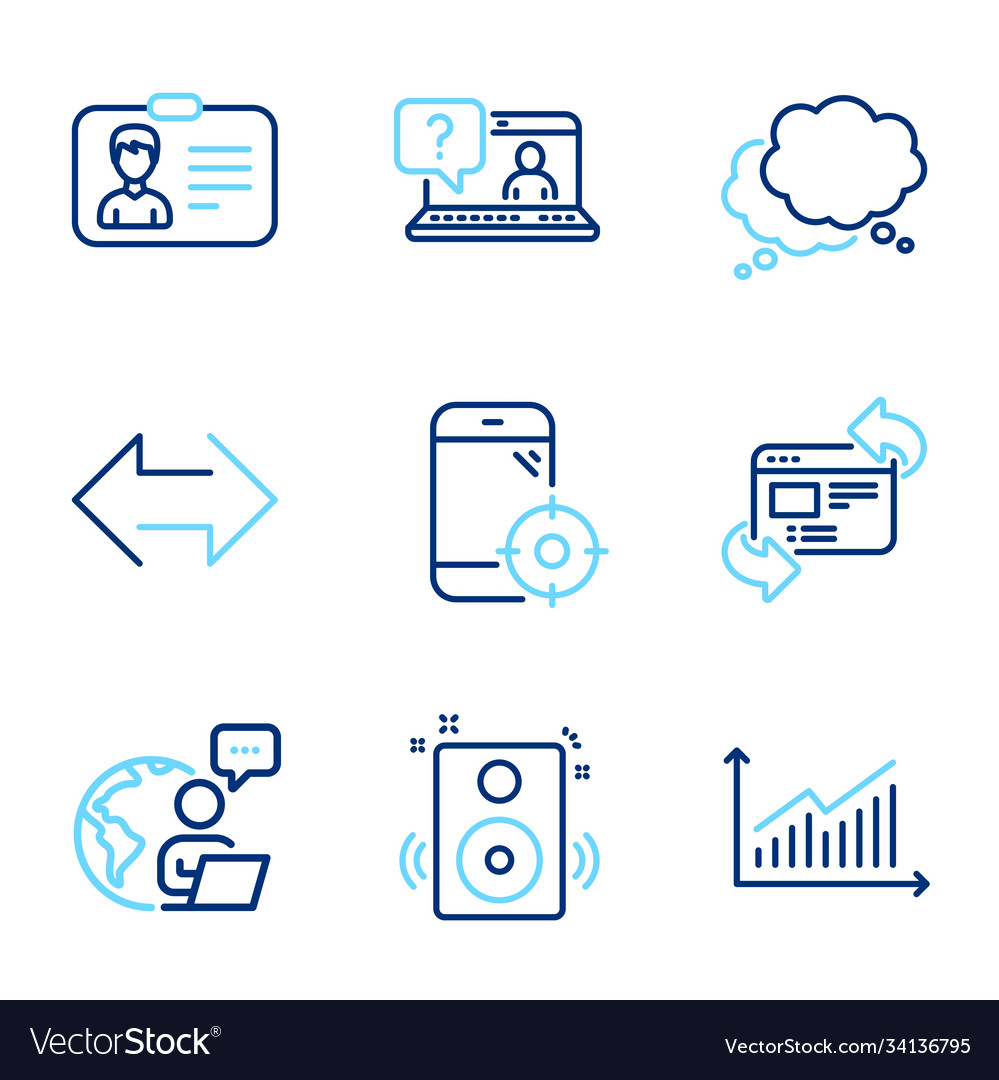 Technology icons set included icon as faq speech