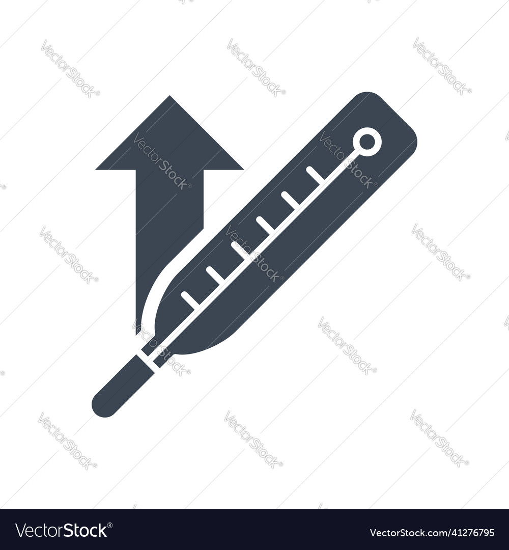 Thermometer with high temperature icon vector image Thermometer with high temperature icon