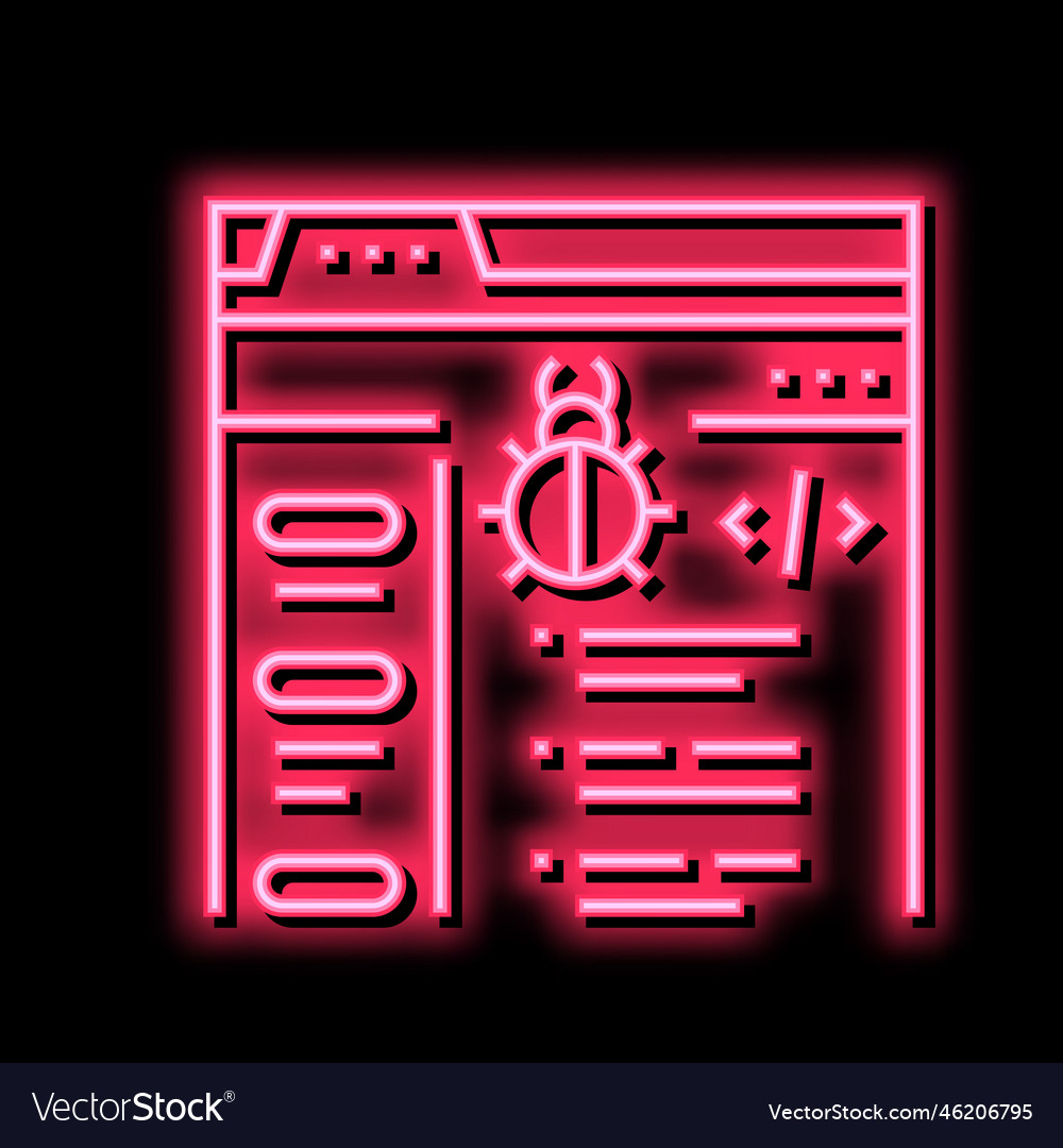 Virus coding development neon glow icon