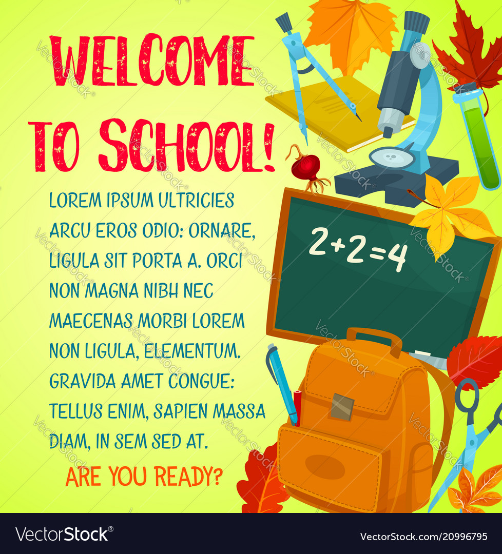 welcome-back-to-school-greeting-card-template-vector-image