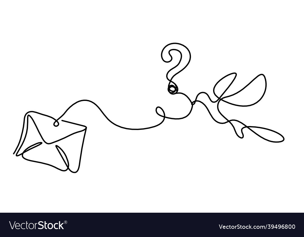 Abstract paper envelope with bird and question vector image Abstract paper envelope with bird and question