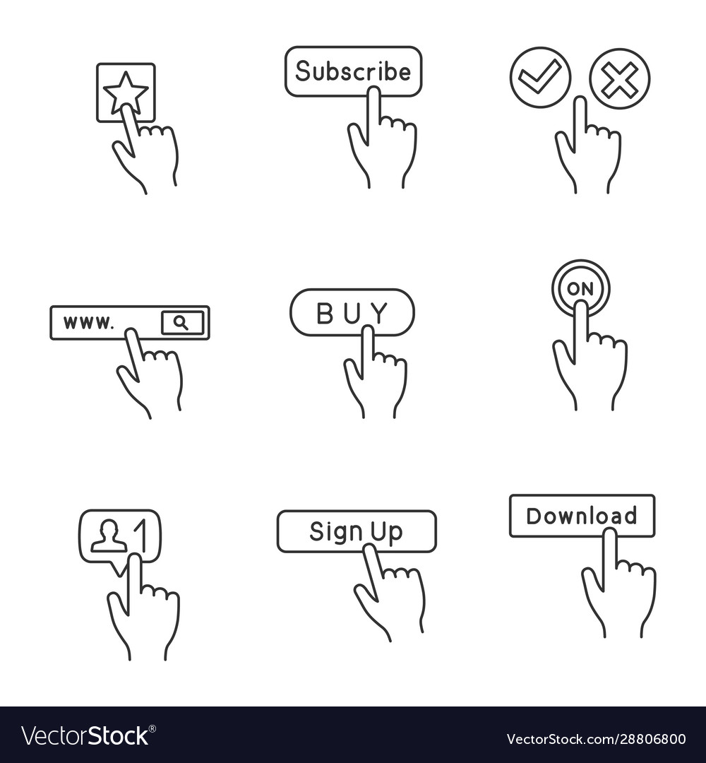 App buttons linear icons set vector image App buttons linear icons set
