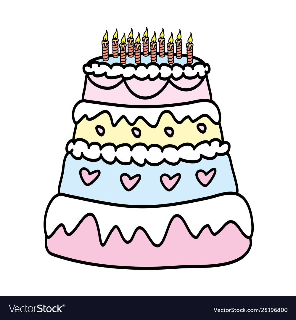 Birthday cake with candles Royalty Free Vector Image