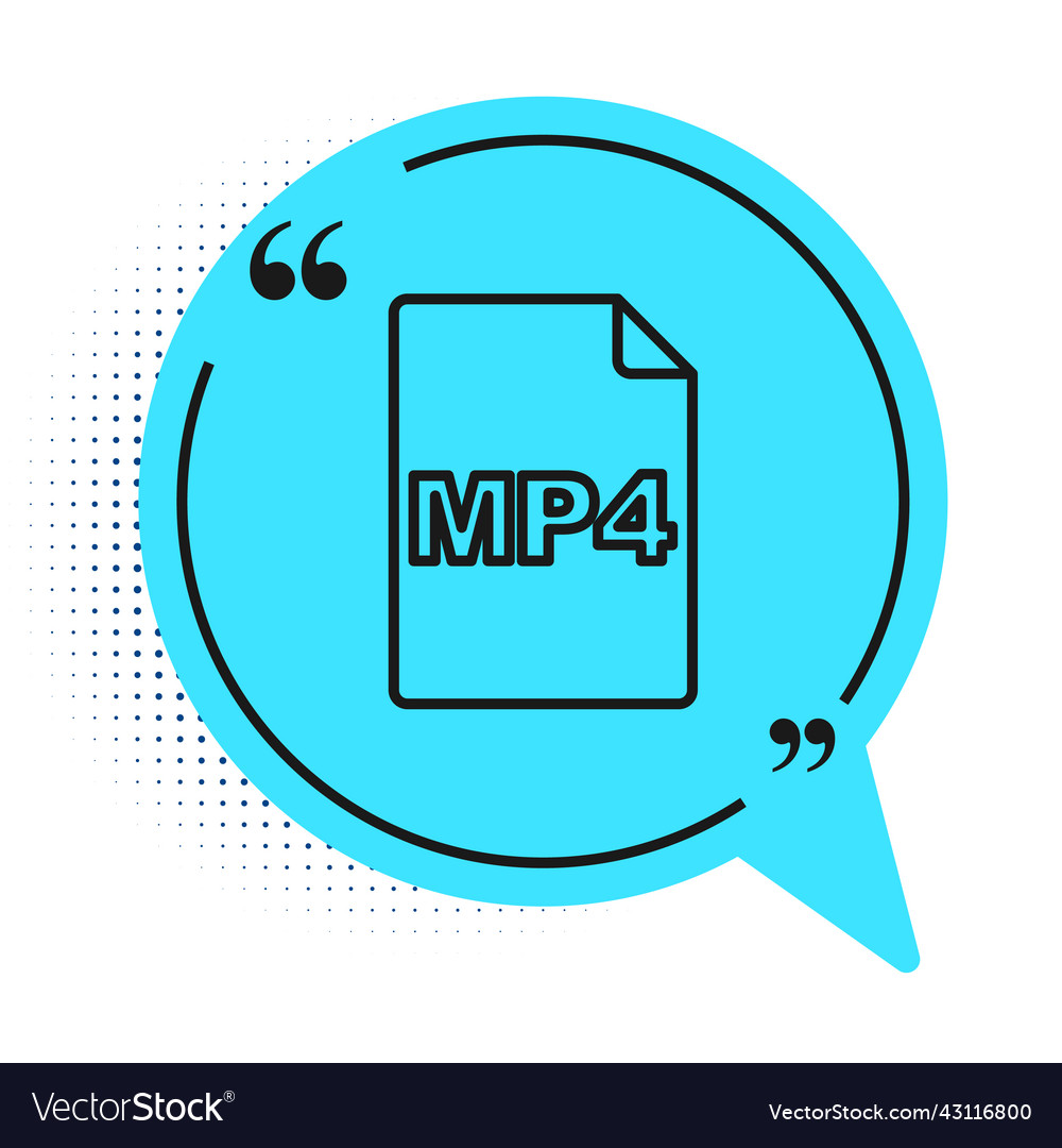 Black line mp4 file document download button vector image Black line mp4 file document download button
