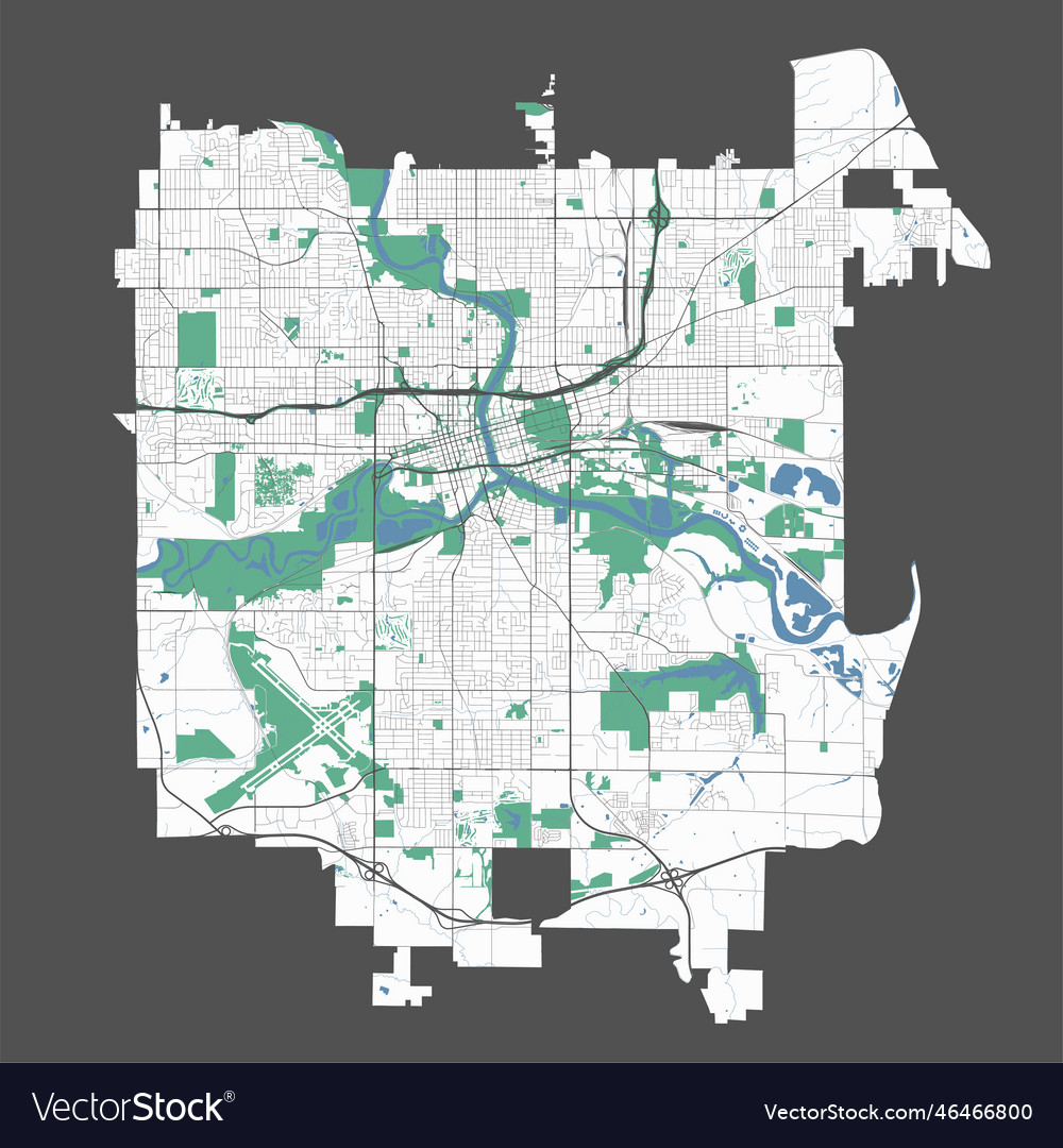 Saint Paul map, capital city of the USA state of Minnesota. Municipal  administrative area map with rivers and roads, parks and railways., Stock  vector