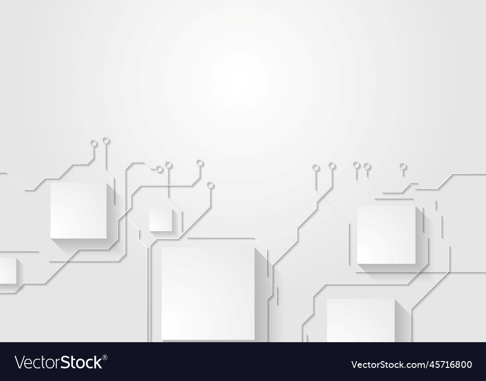 Grey hi-tech circuit board background with squares