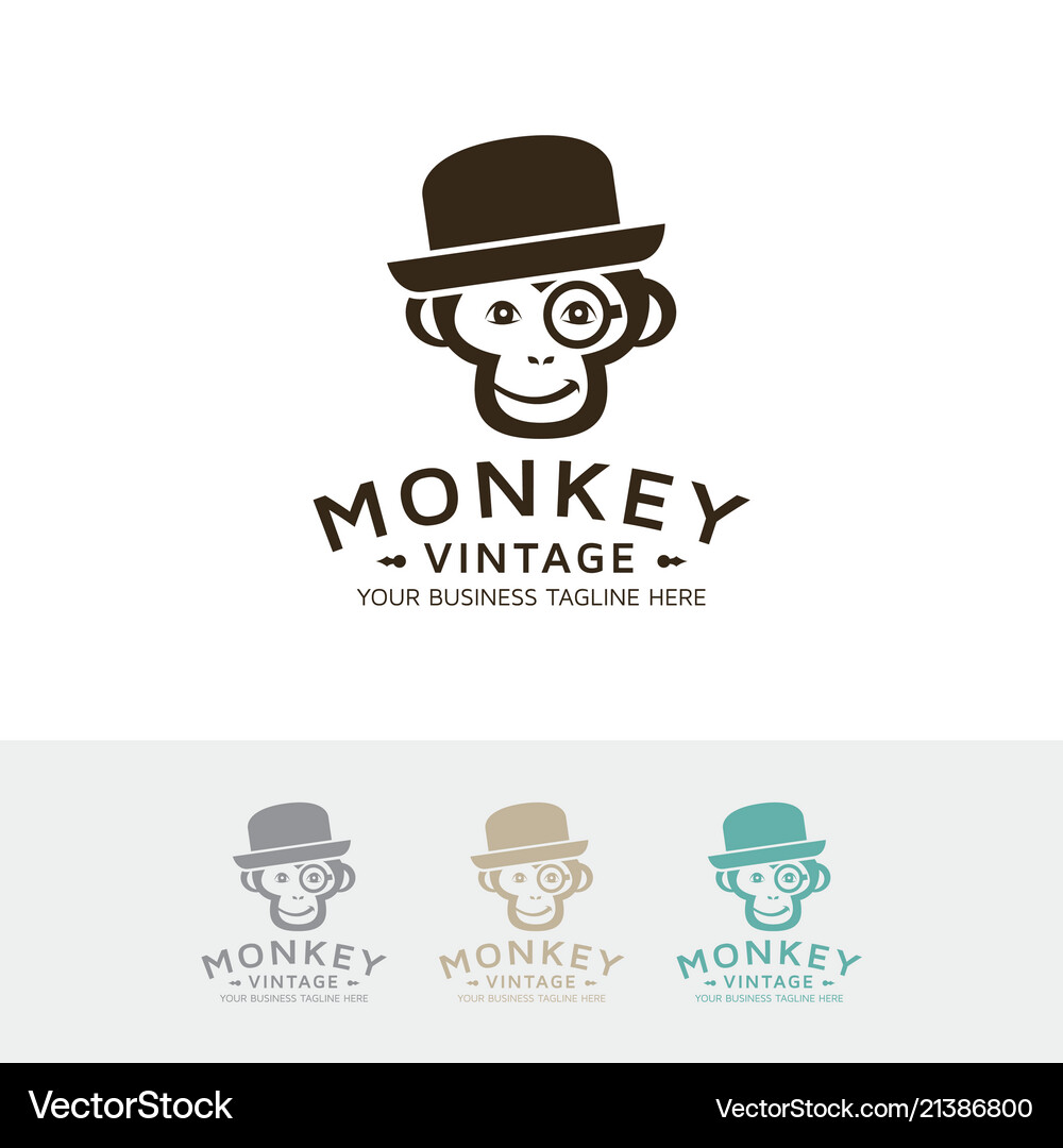 Hipster monkey logo Royalty Free Vector Image - VectorStock